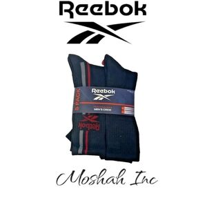 REEBOK Size 6-12.5 Men's Performance Crew Socks Cushion Comfort 5 Pack